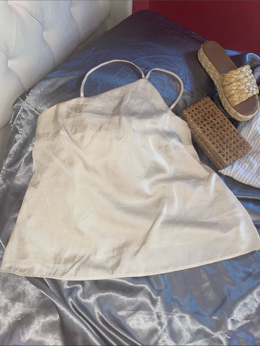a new day Light Cream Satin Spaghetti Strap Cami